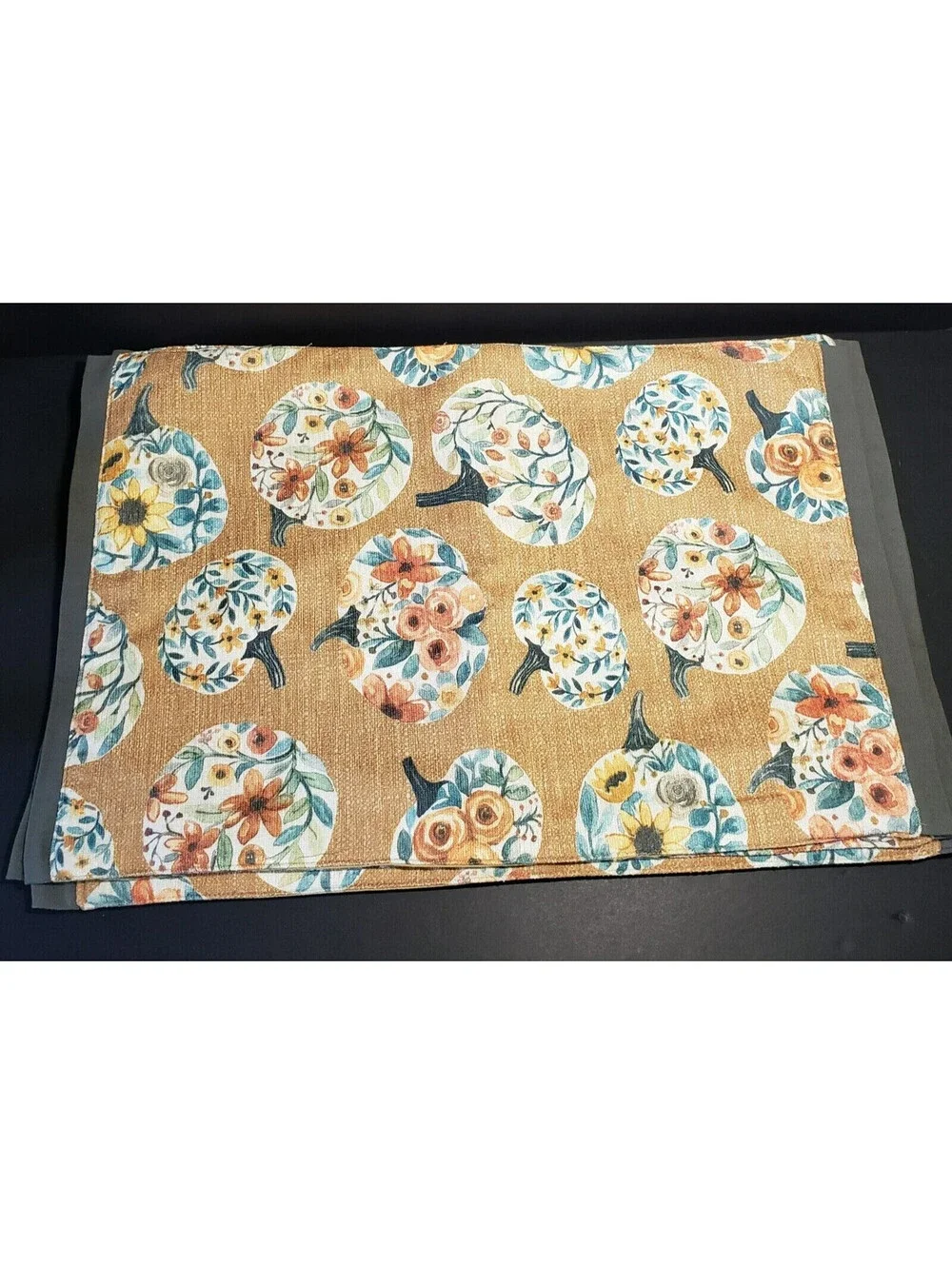 Nicole Miller Autumn Placemats QTY 4 Cotton Pumpkin Sunflower  Halloween Fall